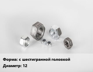 Гайка с шестигранной головкой D=12, шт цена от 10.13 Тг / кг, где купить, условия доставки в Шымкенте и Южно-Казахстанской области